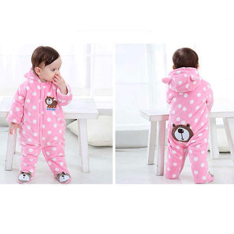 XIFAMNIY Baby Girls Boys Newborn Fleece Jumpsuit Footie Hooded Warm Thicken Snowsuit Outwear for Winter - Image 5